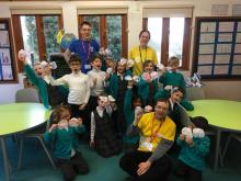 Children at the Stephen Perse pre-prep show off their chromatography butterflies